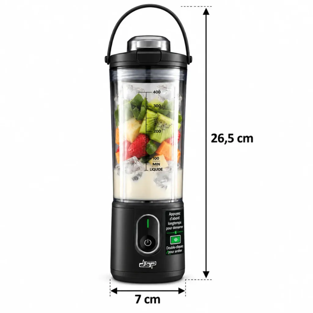 Mini Blender Rechargeable DSP 110W 400ml – Noir (7).webp
