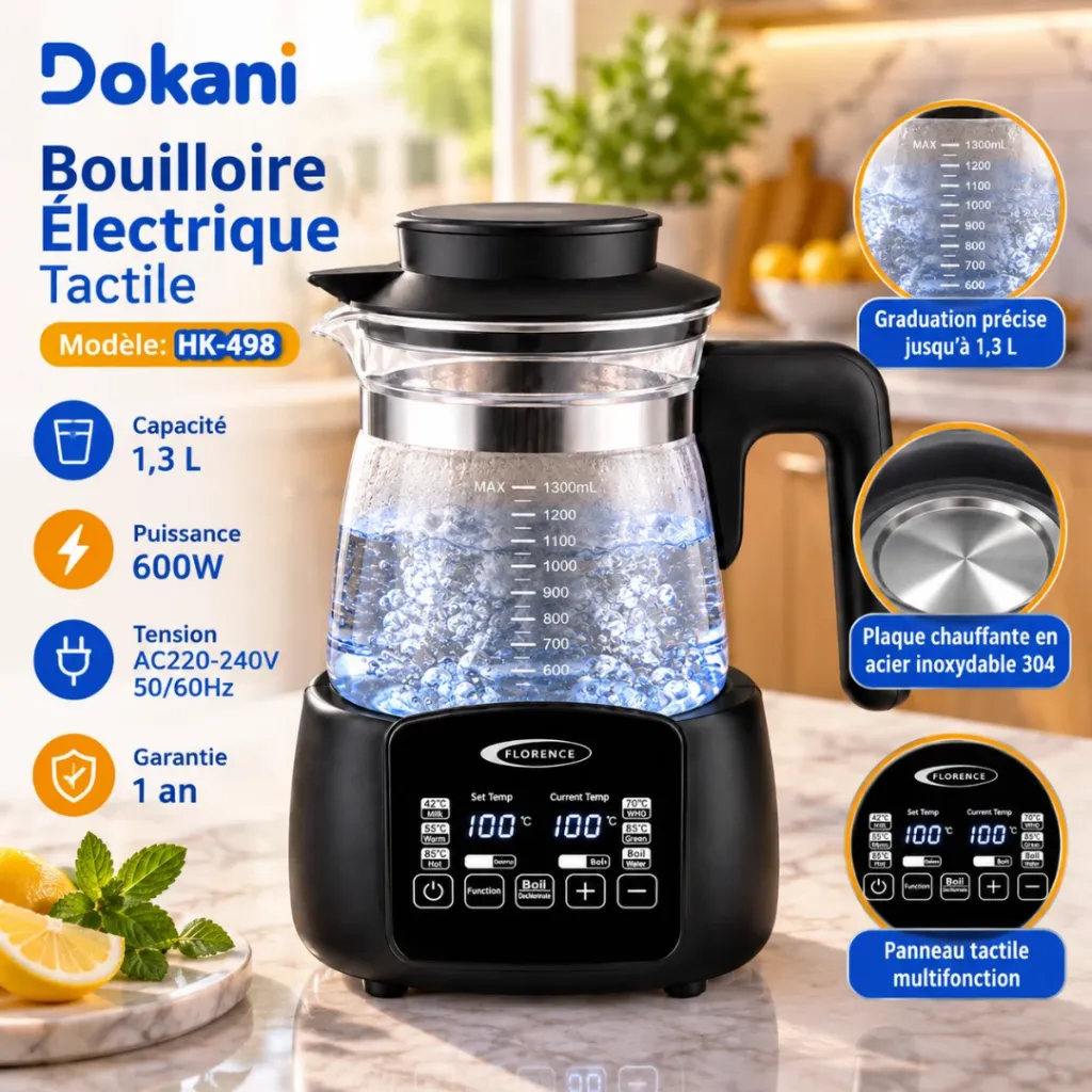 Bouilloire Electrique Tactile Florence en Verre 1,3L - 600W (4).webp