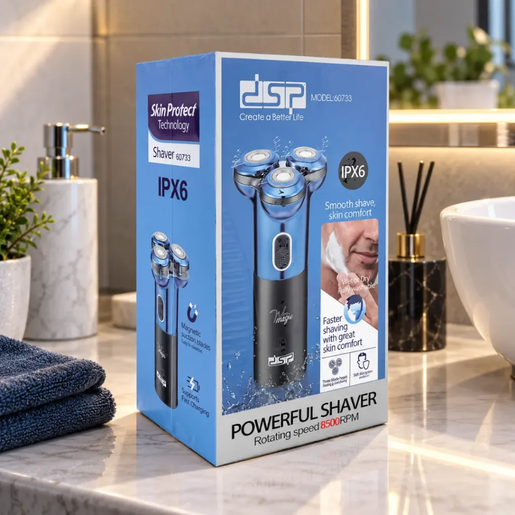 Rasoir Electrique Rechargeable DSP 60733 – USB-C – IPX6 – Bleu (1).webp