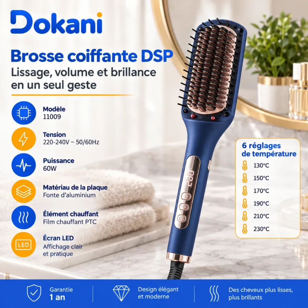 Brosse Coiffante DSP – 60W – 232°C – Bleu (2).webp