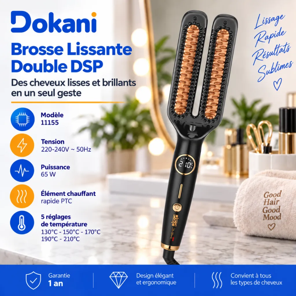 Brosse Lissante Double DSP – 65W – 210°C Noir (2).webp