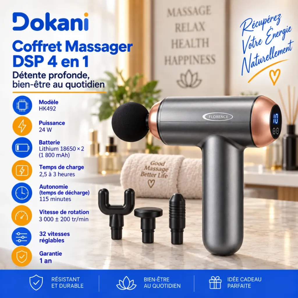 Pistolet de Massage Florence 4 en1 - 32 Vitesses - 24 W (2).webp