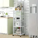 [6620B] Etager De Rangement Mobile à 5 Niveaux avec Crochets Blanc.webp