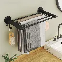 [YH6613N] Porte Serviette Mural De Salle de Bain - Adhésif - Noir.webp