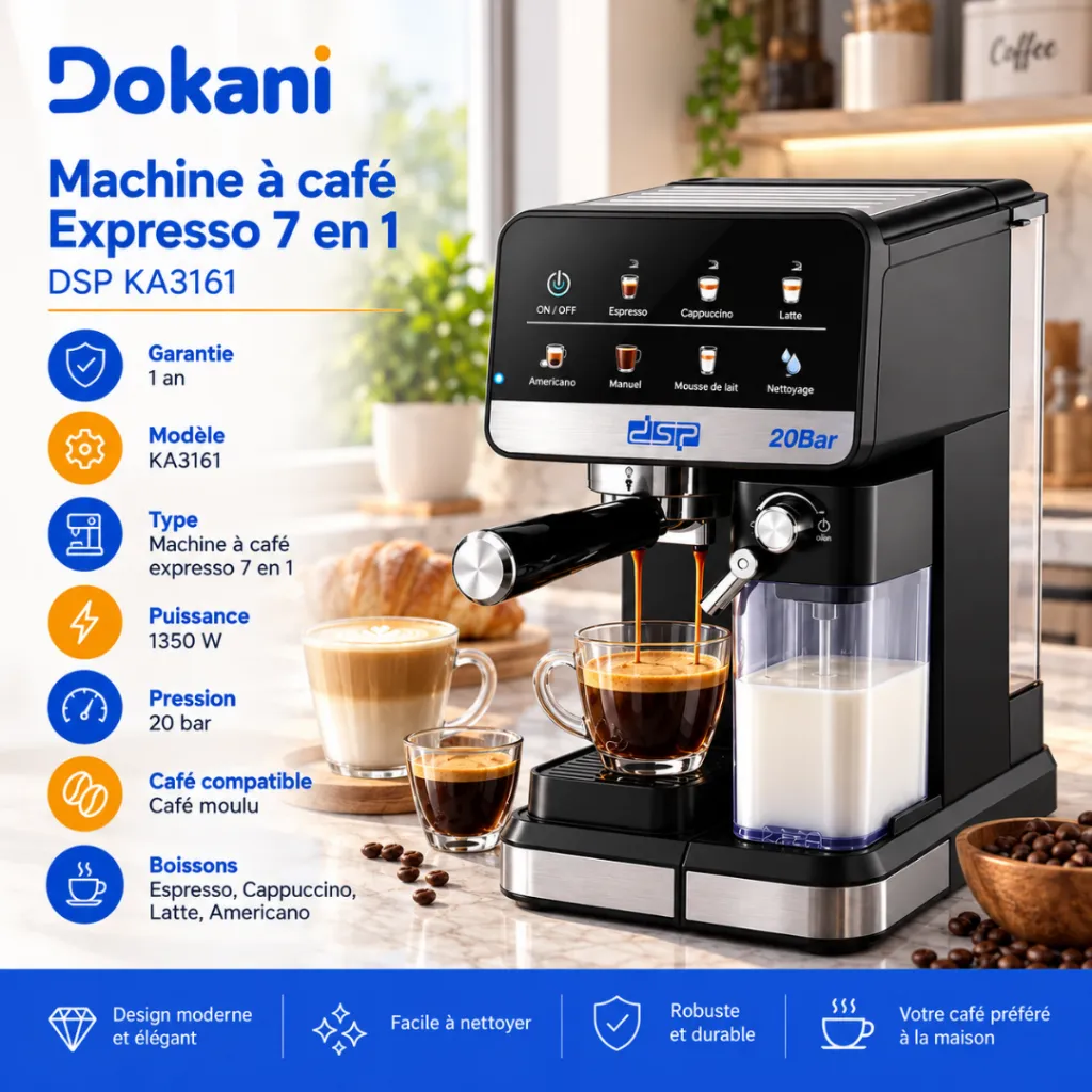 Machine A Café Expresso 7 En 1 DSP – 1350W – 20 Bar.webp