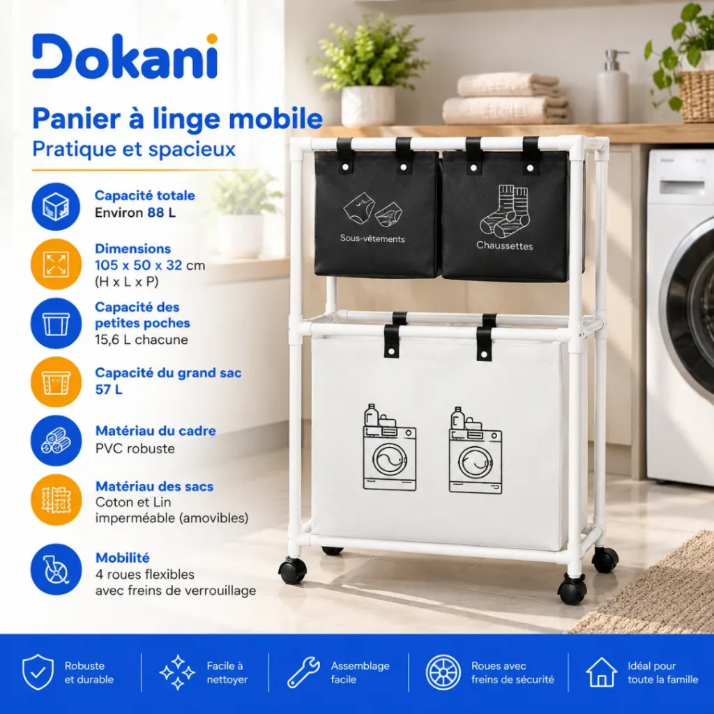 Panier A Linge Mobile Pour Vêtements- 4 Compartiments (1).webp