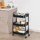 Chariot de Rangement De Cuisine Mobile En Métal à 3 Niveaux - Noir7.webp