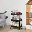 Chariot de Rangement De Cuisine Mobile En Métal à 3 Niveaux - Noir8.webp