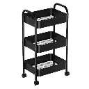 Chariot de Rangement De Cuisine Mobile En Métal à 3 Niveaux - Noir6.webp