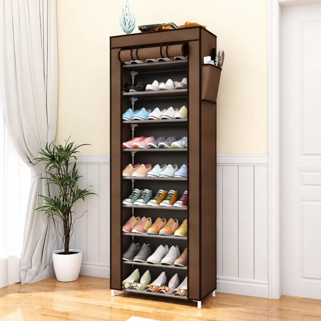 Meuble A Chaussures- 9 Niveaux - Marron - 58 x 30 x 158 cm (1).webp