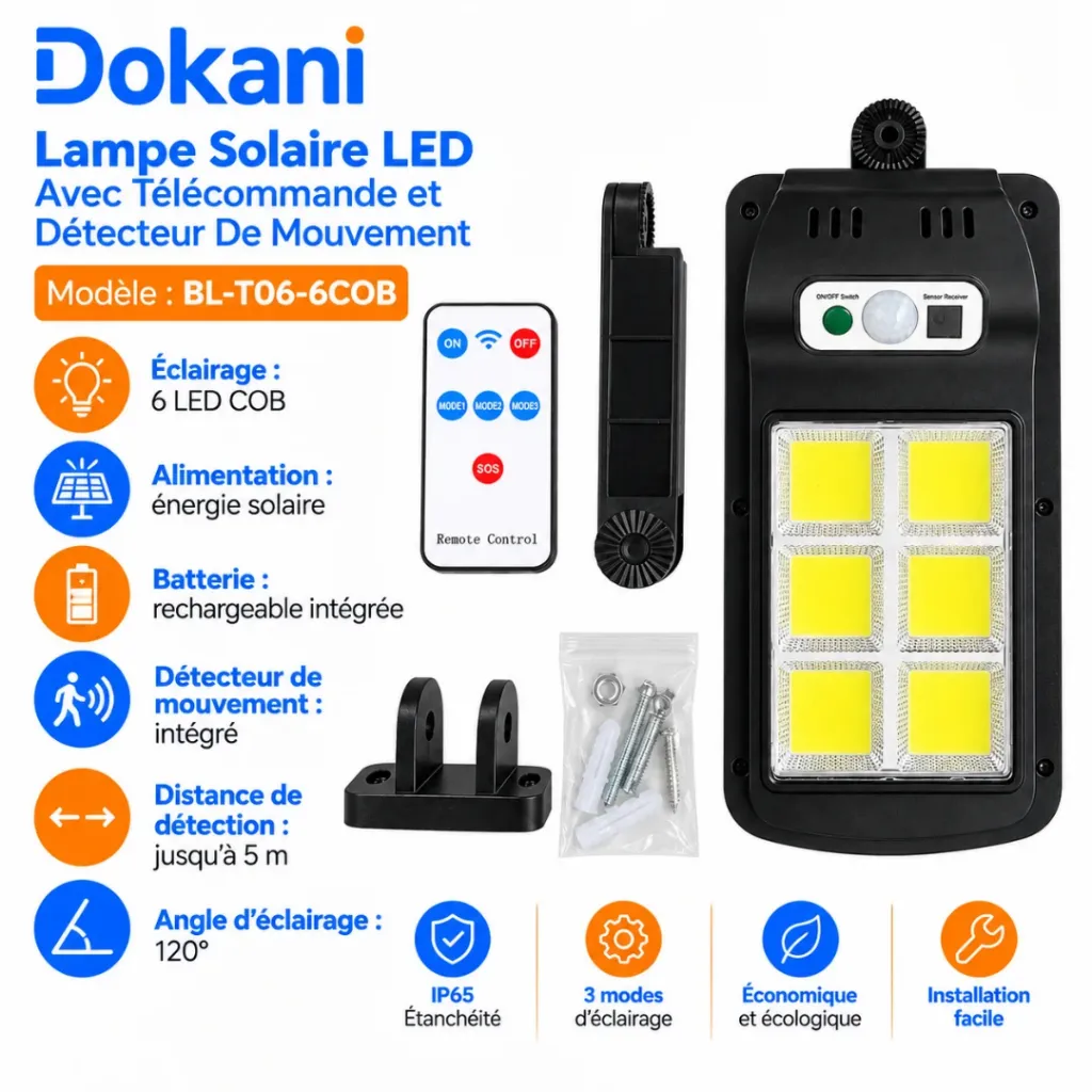 Lampe Solaire LED Avec Télécommande et Détecteur De Mouvement (2).webp