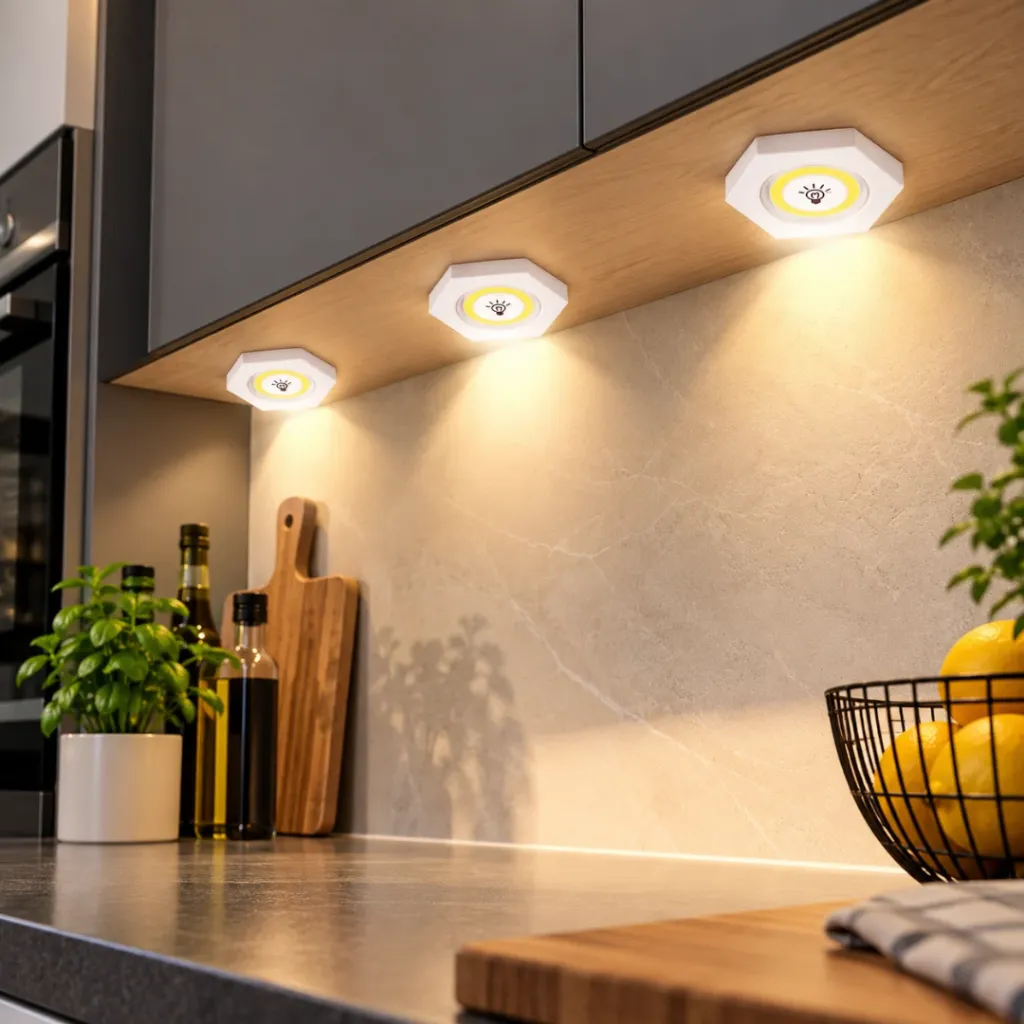 Lot De 3 Spots Led Sans Fils Avec Télécommande- Hexagonal (7).webp