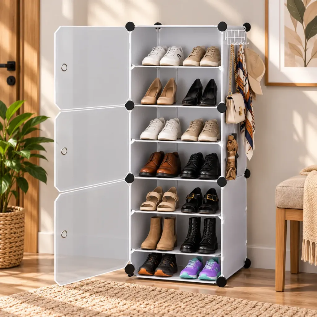 Porte-Chaussures En Plastique-8 Etagères- Blanc (5).webp