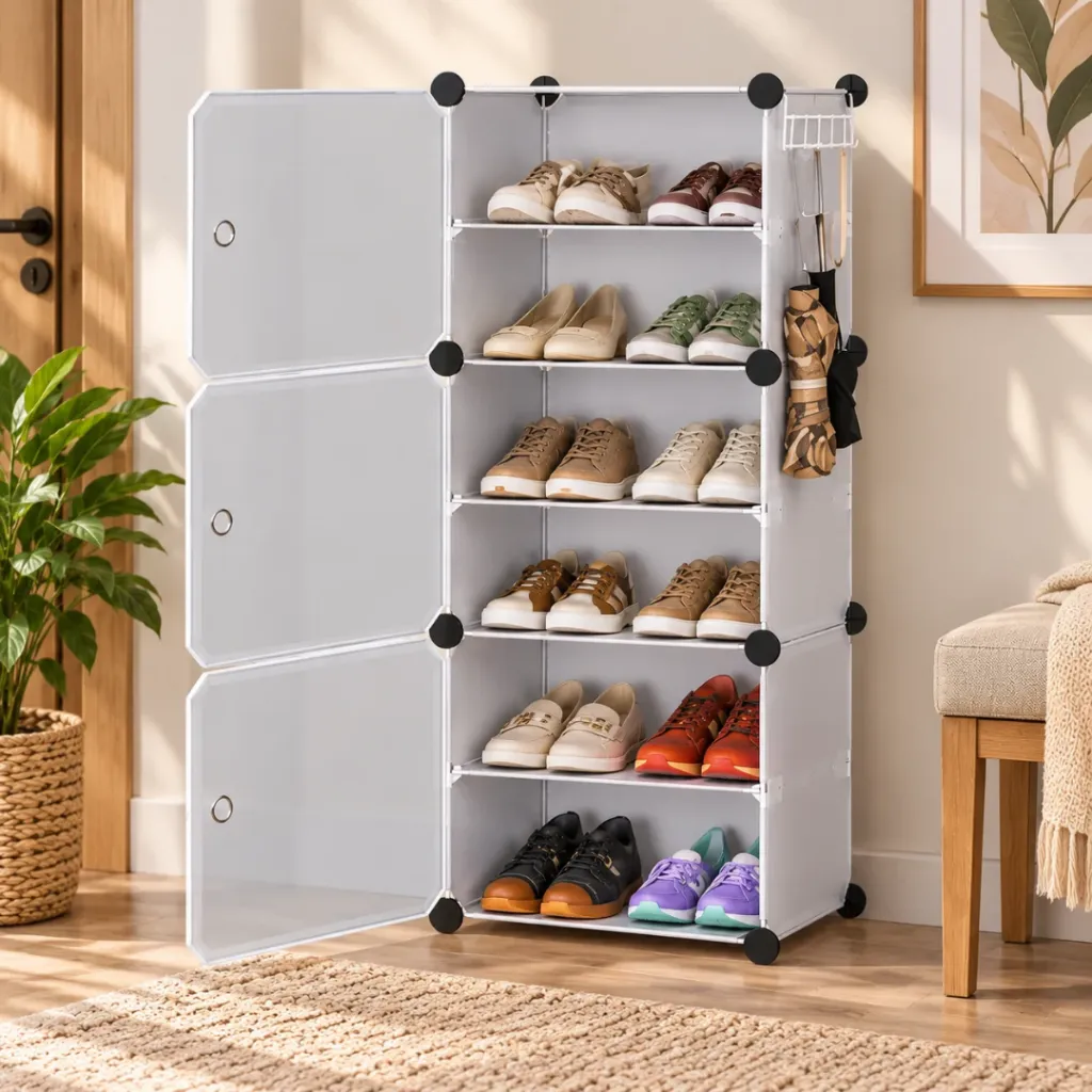 Porte-Chaussures En Plastique-8 Etagères- Blanc (6).webp