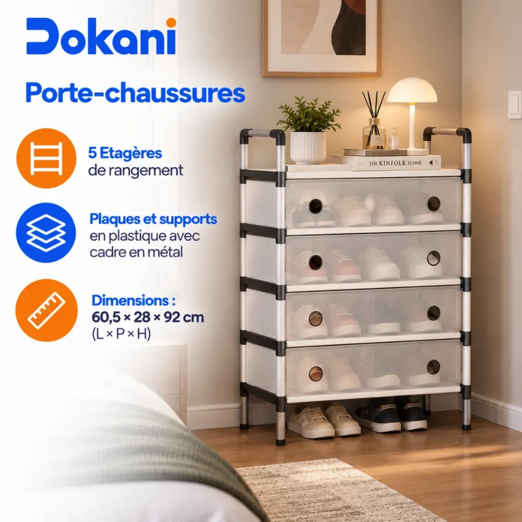 Porte-Chaussures En Plastique-5 Etagères (2).webp