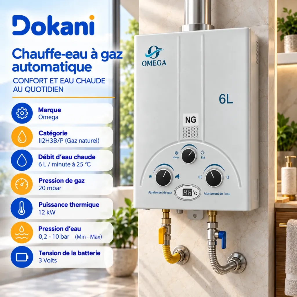 Chauffe-Eau A Gaz Naturel Omega - 6 L- Gris (2).webp