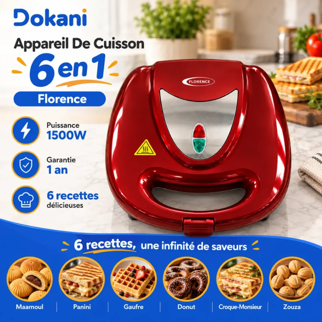 Appareil De Cuisson 6en1 Florence 1500W - Rouge (2).webp