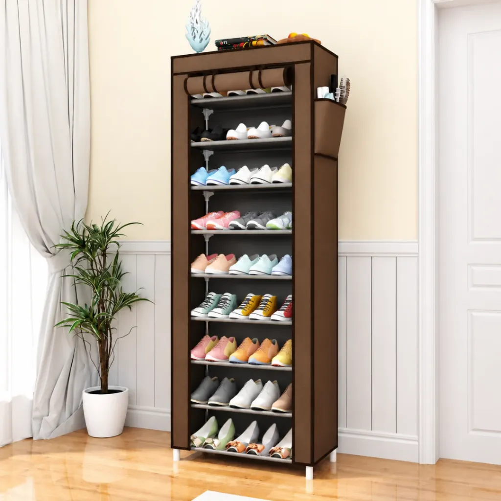 Porte Chaussures- 9 Etagères - Marron - 58 x 30 x 158 cm (3).webp