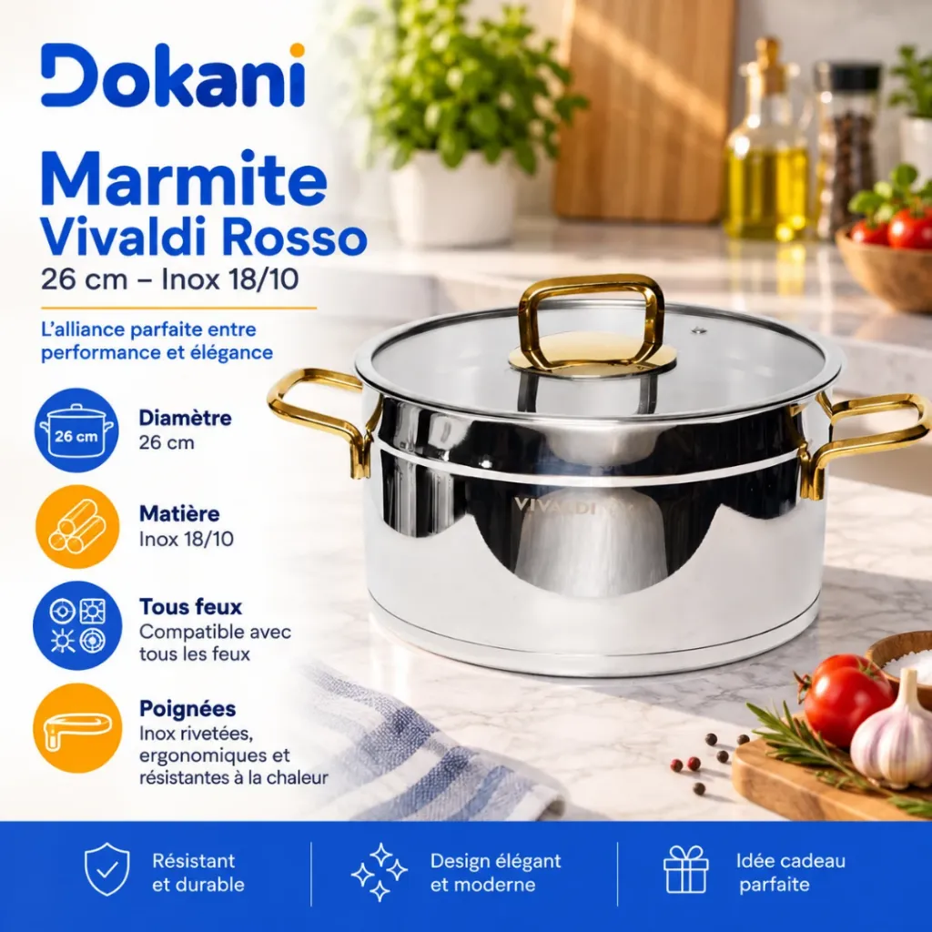 Marmite Vivaldi Rosso en Inox 1810 - 26 cm - Argent (2).webp