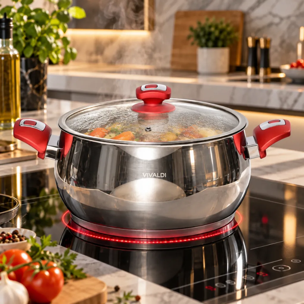 Marmite Vivaldi Tombo 24 cm Inox 1810 Rouge (1).webp