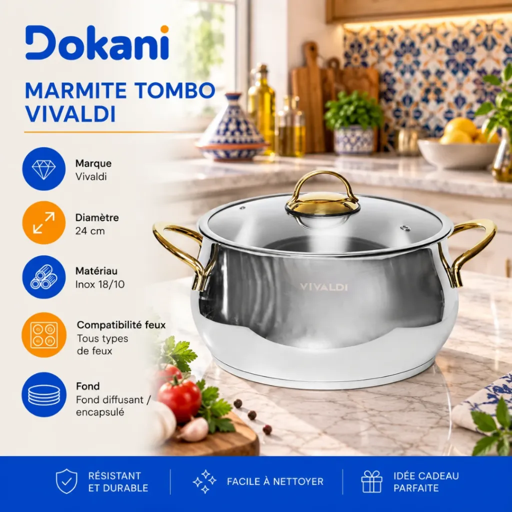 Marmite Vivaldi Tombo 24 cm Inox 1810- Doré (3).webp