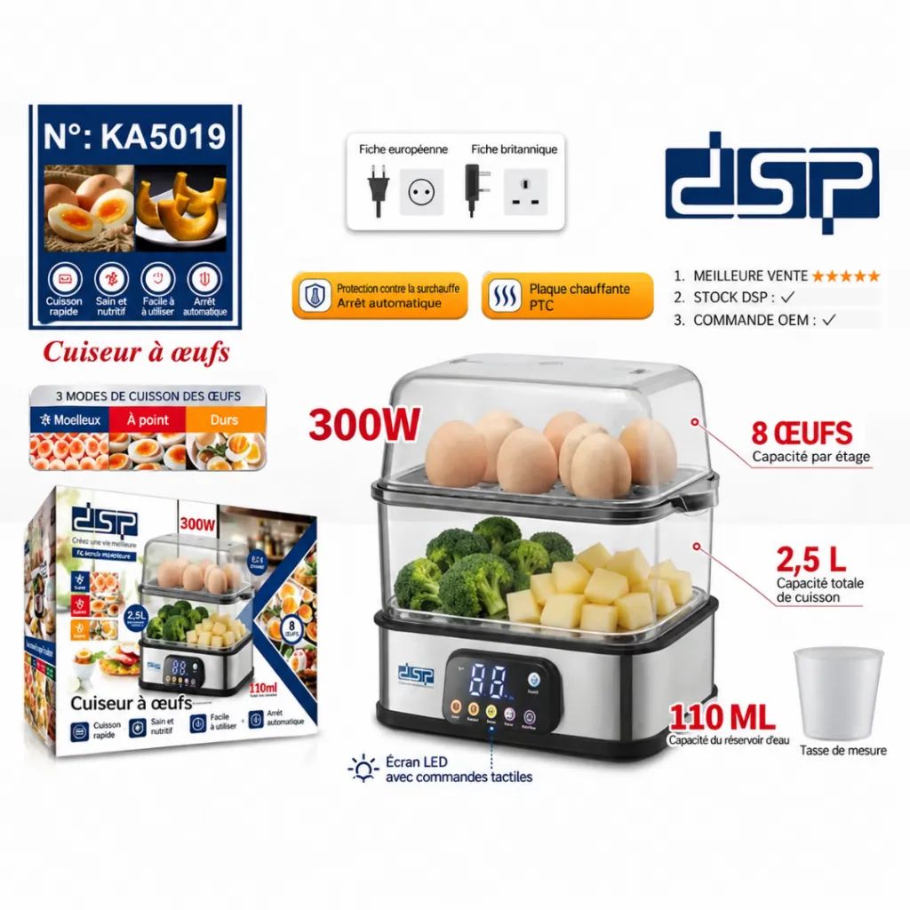 Cuiseur Vapeur Multifonction DSP- 2 Etages- 300 W (1).webp
