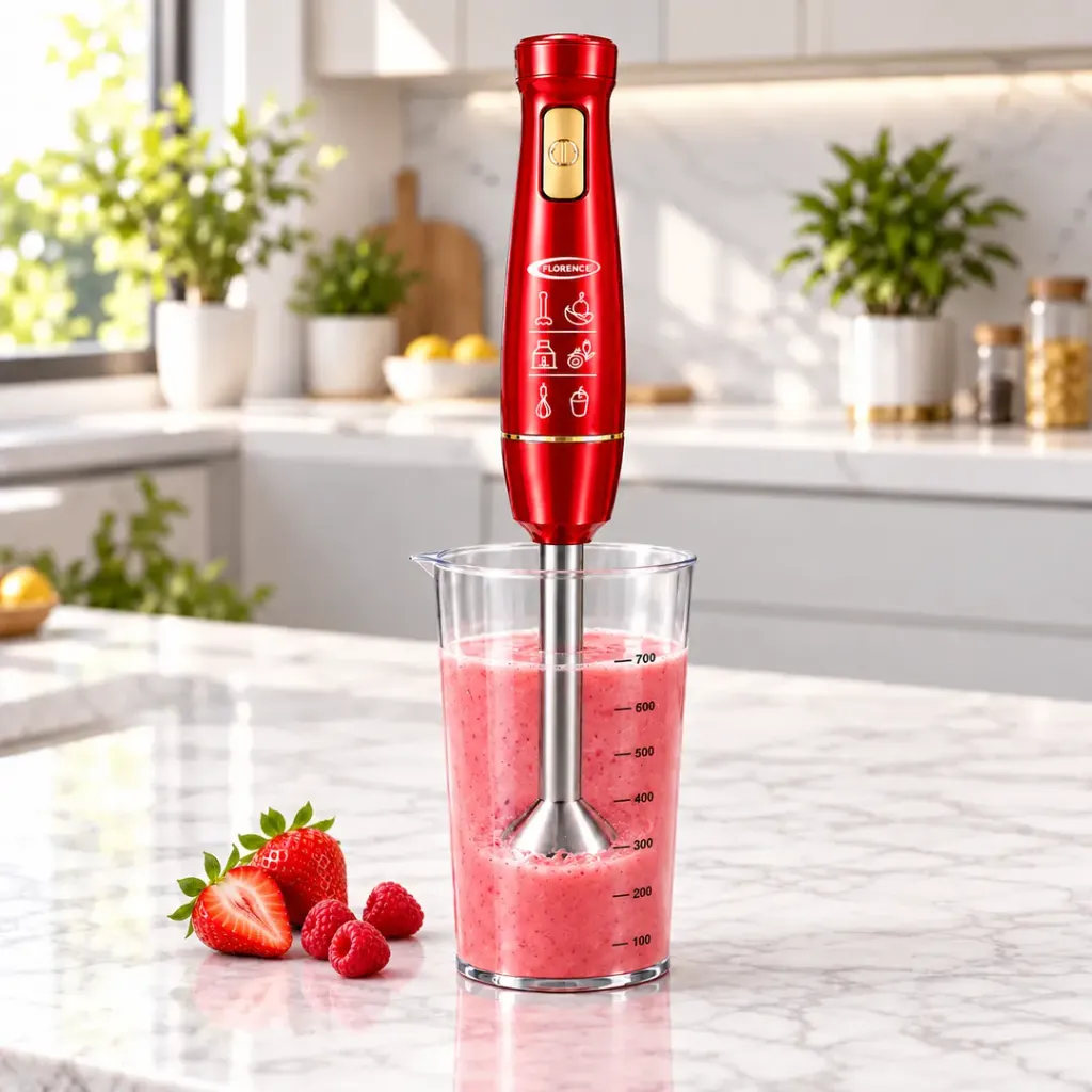 Mixeur Plongeant 5 en 1 Florence 600W Rouge