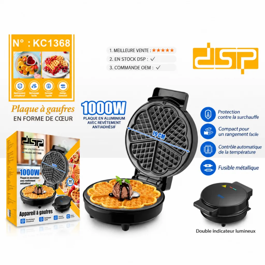 Appareil A Gaufres DSP 1000W-5 Tranches (3).webp