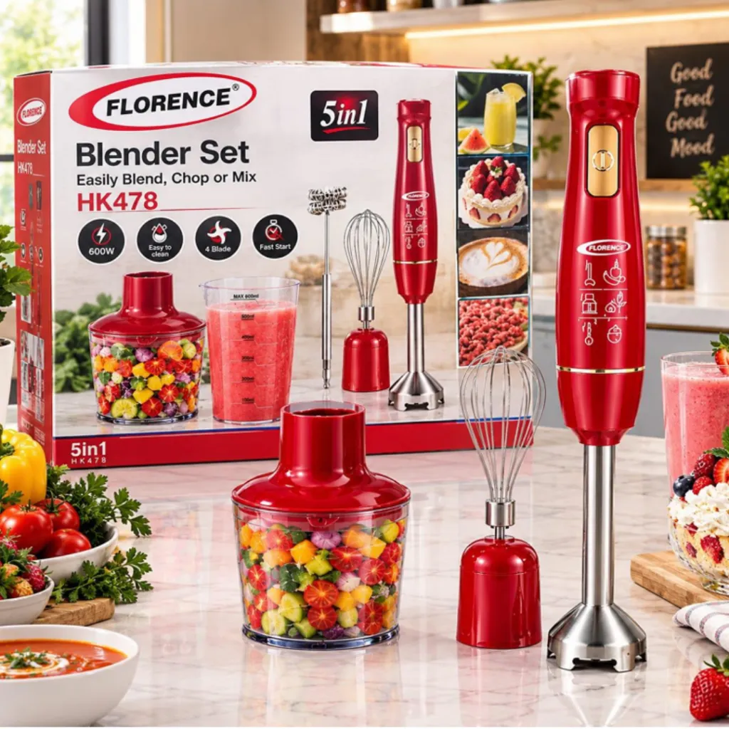 Mixeur Plongeant 5 en 1 Florence- 600W- Rouge (2).webp