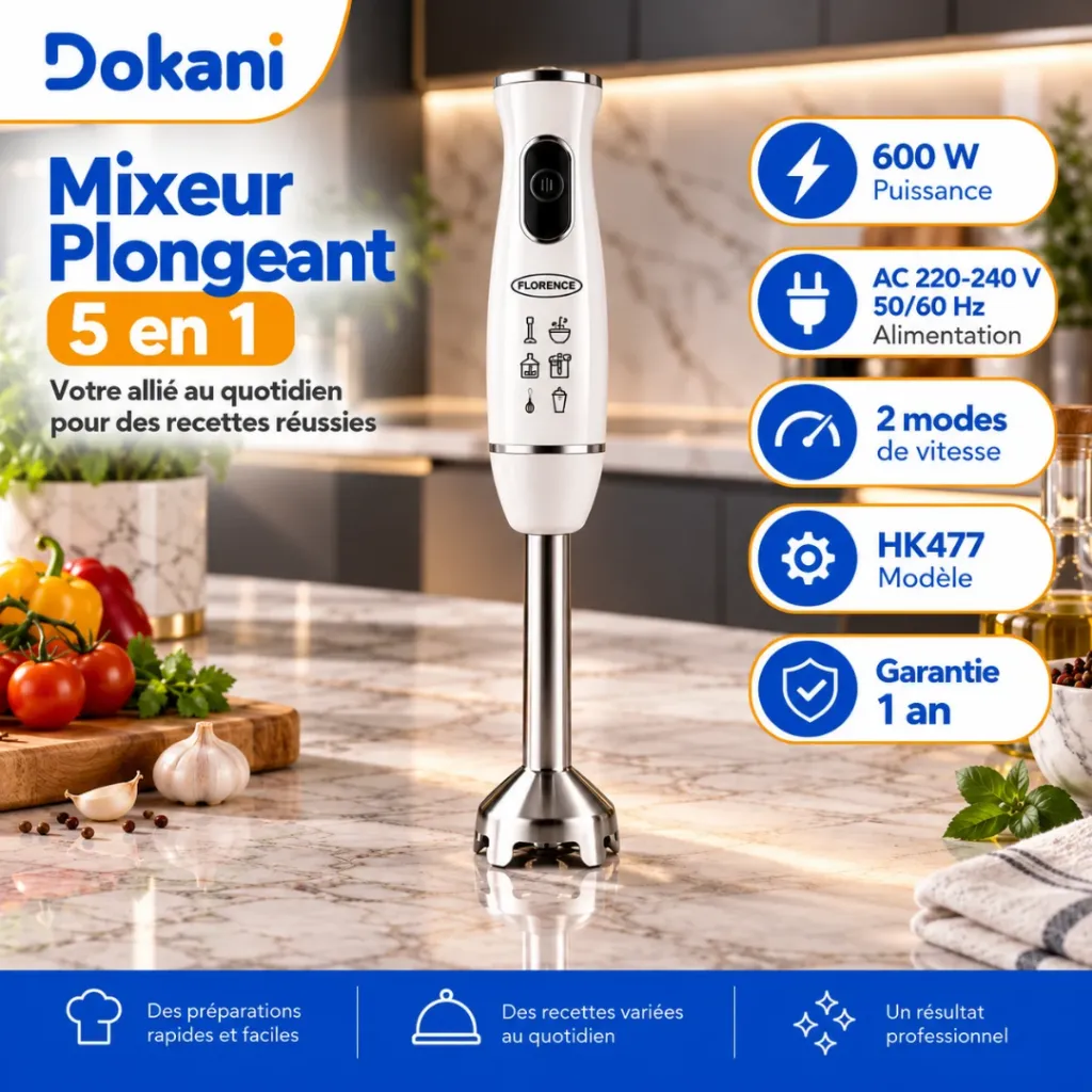 Mixeur Plongeant 5 en 1 Florence- 600W- Blanc (2).webp