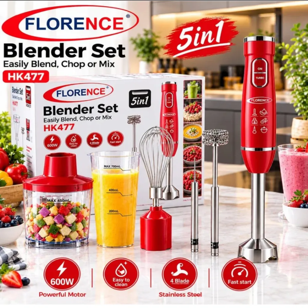 Mixeur Plongeant 5 en 1 Florence- 600W- Rouge (3).webp