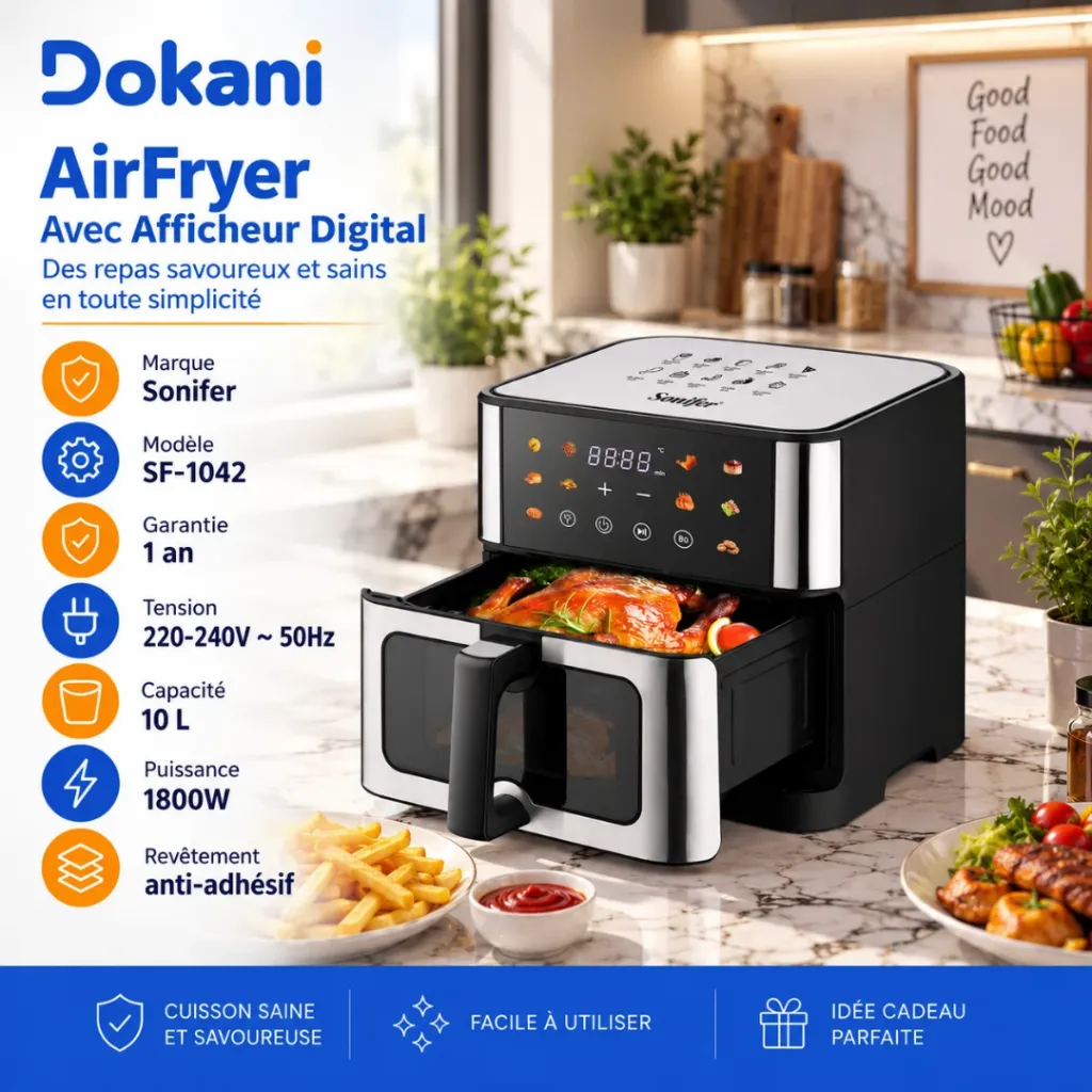 AirFryer Avec Afficheur Digital Sonifer 10L - 1800W (2).webp