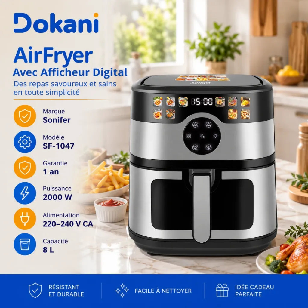 AirFryer Avec Afficheur Digital Sonifer 8L - 2000W (2).webp