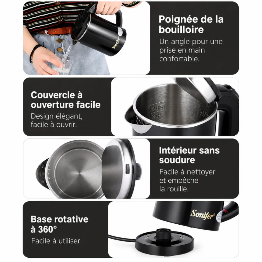 Bouilloire Eléctrique 0,6 L Sonifer 800W - Noir (3).webp