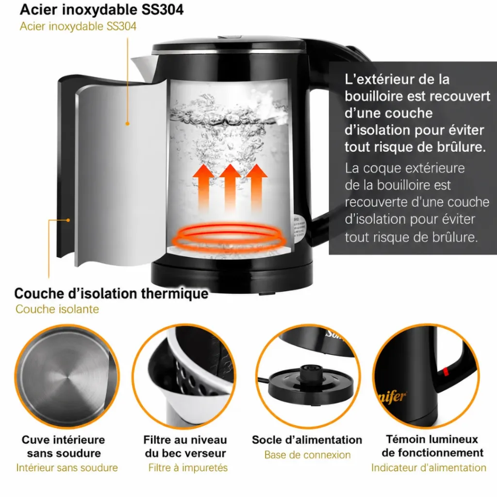 Bouilloire Eléctrique 0,6 L Sonifer 800W - Noir (5).webp