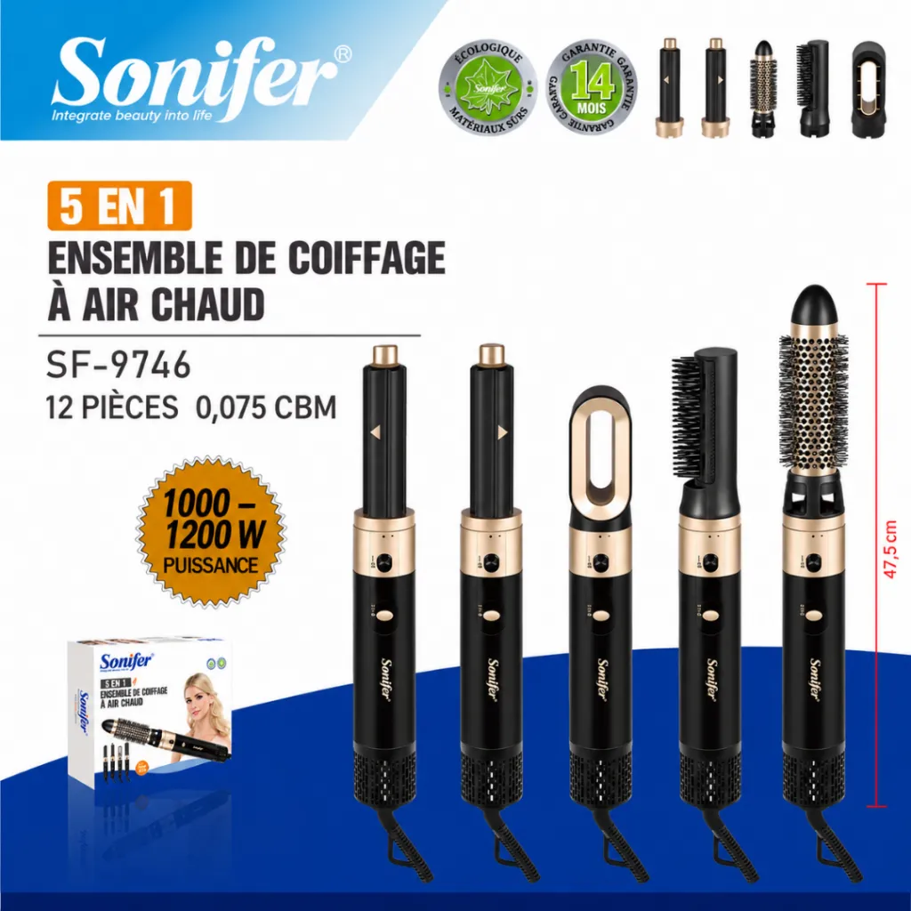 Brosse Coiffante Multifonction Sonifer 5 en 1 - 1200 W (9).webp