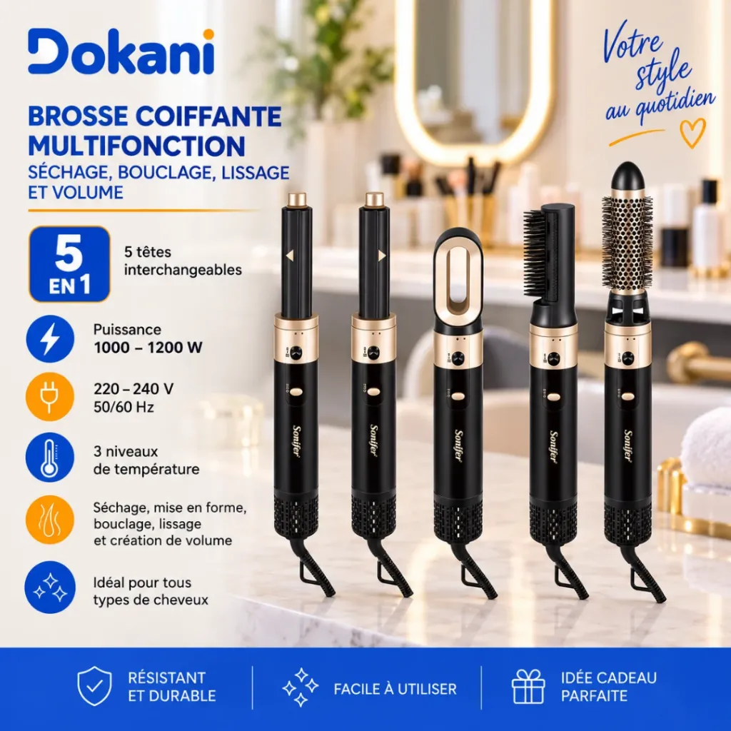 Brosse Coiffante Multifonction Sonifer 5 en 1 - 1200 W (2).webp