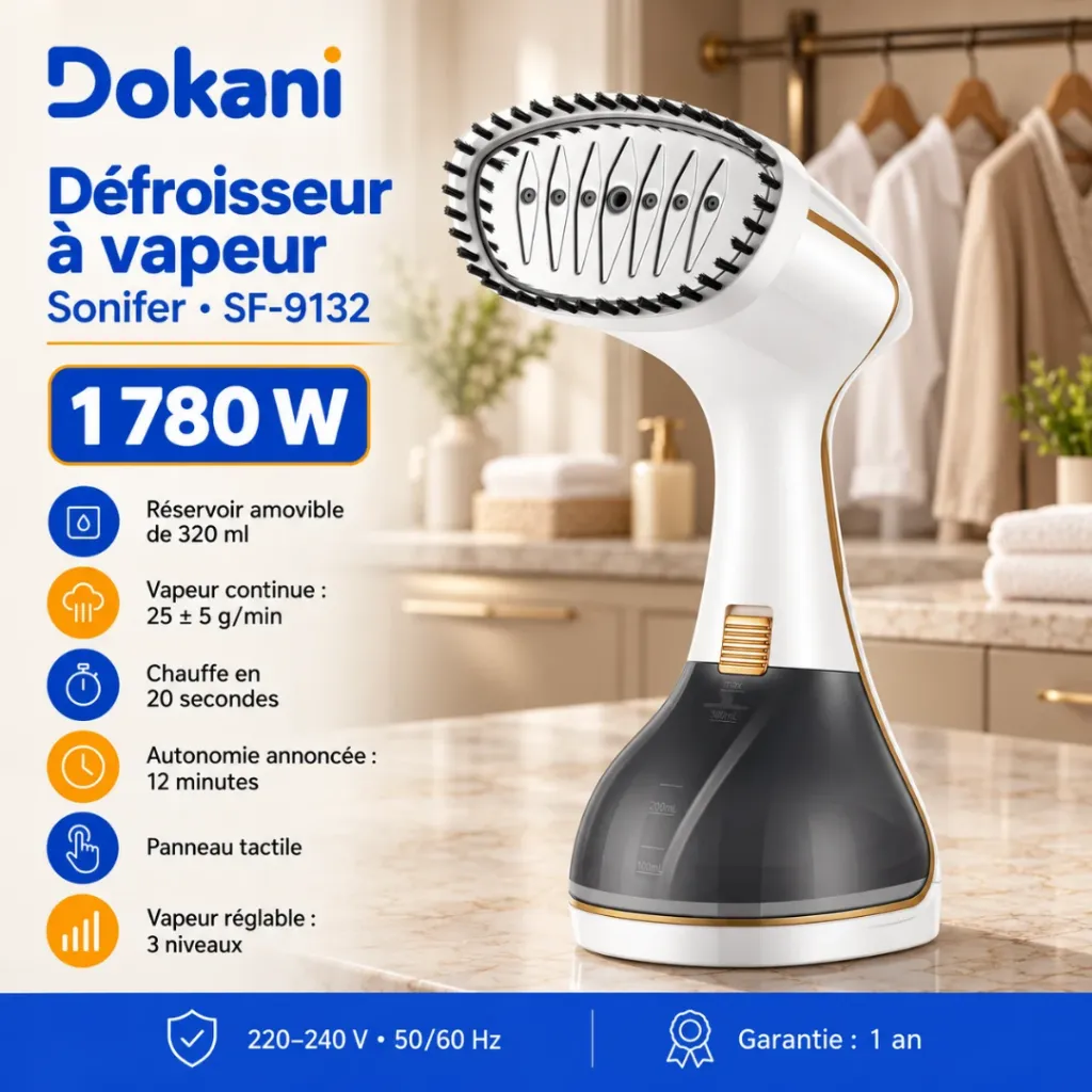 Défroisseur A Vapeur Sonifer 1780 W - 320 ml - Blanc (2).webp