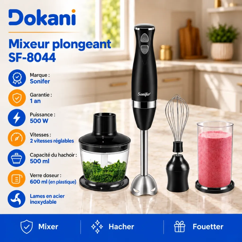 Mixeur Plongeant Multifonction 3 en1 Sonifer 500W - Noir (1).webp