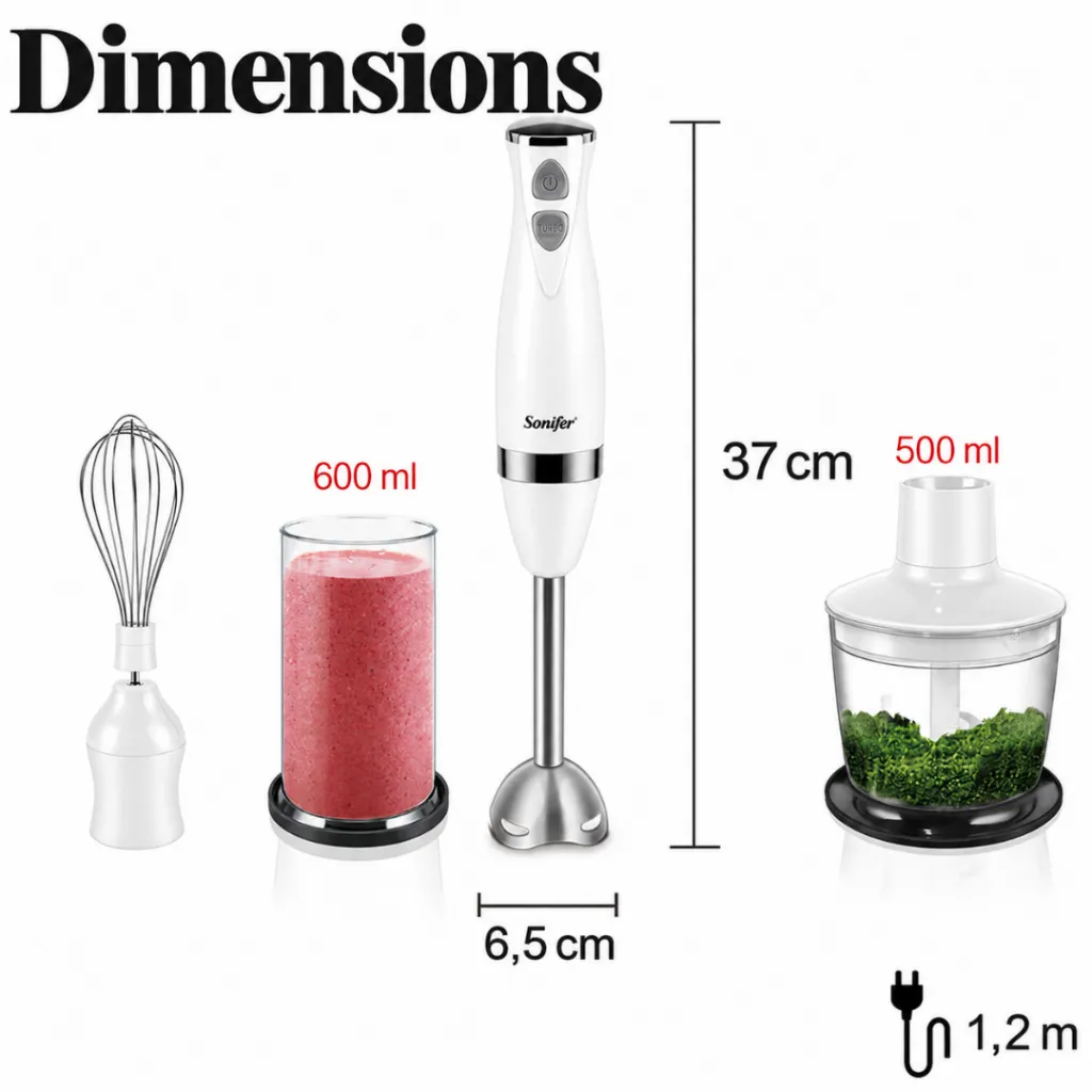 Mixeur Plongeant Multifonction 3 en1 Sonifer 500W - Blanc (2).webp