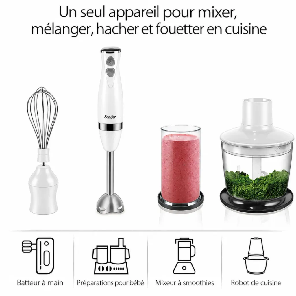 Mixeur Plongeant Multifonction 3 en1 Sonifer 500W - Blanc (5).webp