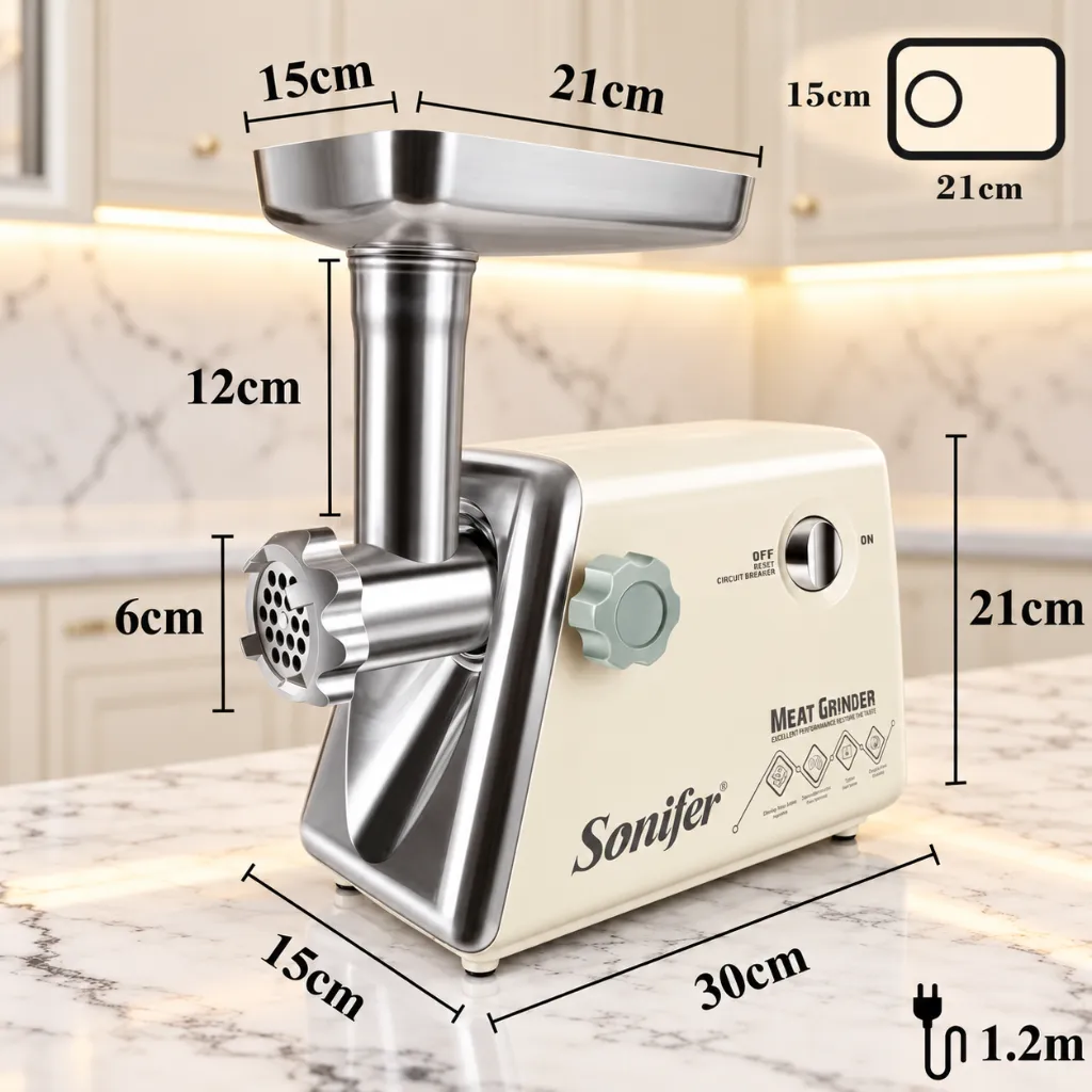 Hachoir à Viande Sonifer 1500W Beige 4.webp
