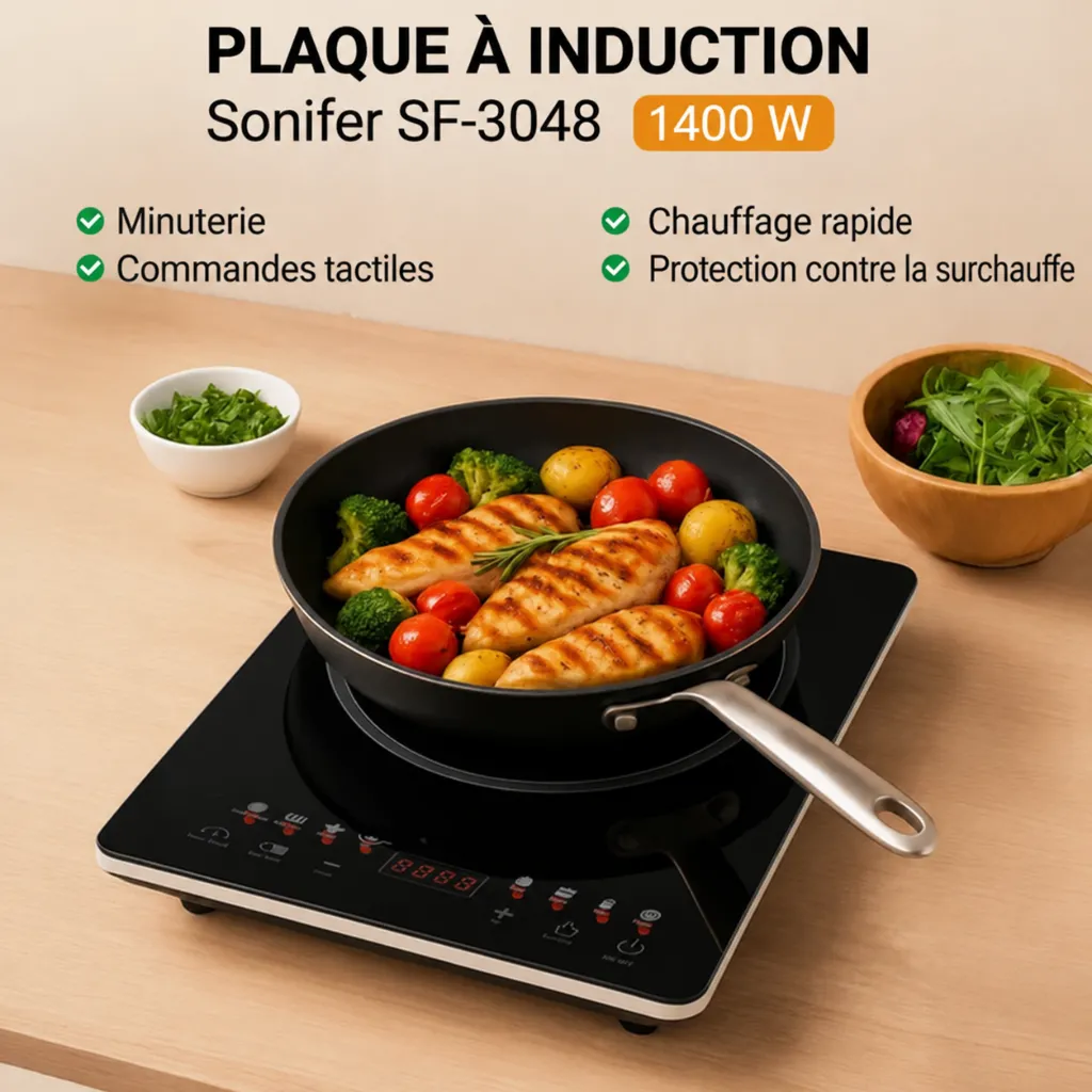 Plaque de Cuisson Led Tactile Sonifer - 1400 W