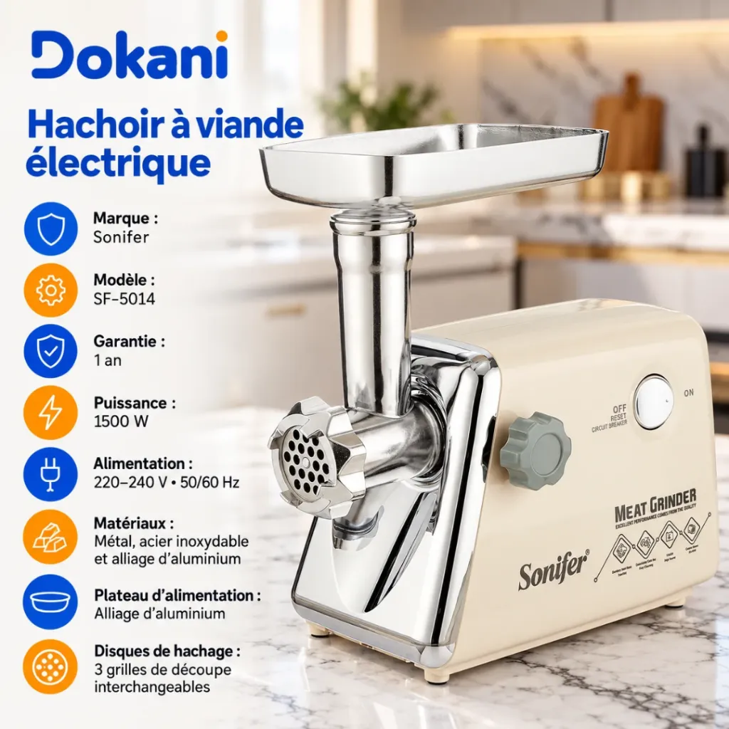 Hachoir A Viande Sonifer- 1500W- Beige (1).webp