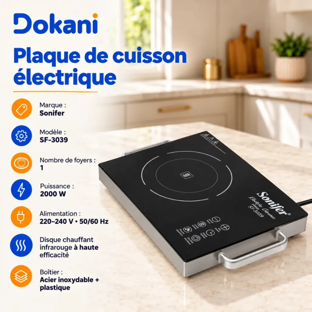 Plaque De Cuisson LED Tactile Sonifer - 2000 W (3).webp
