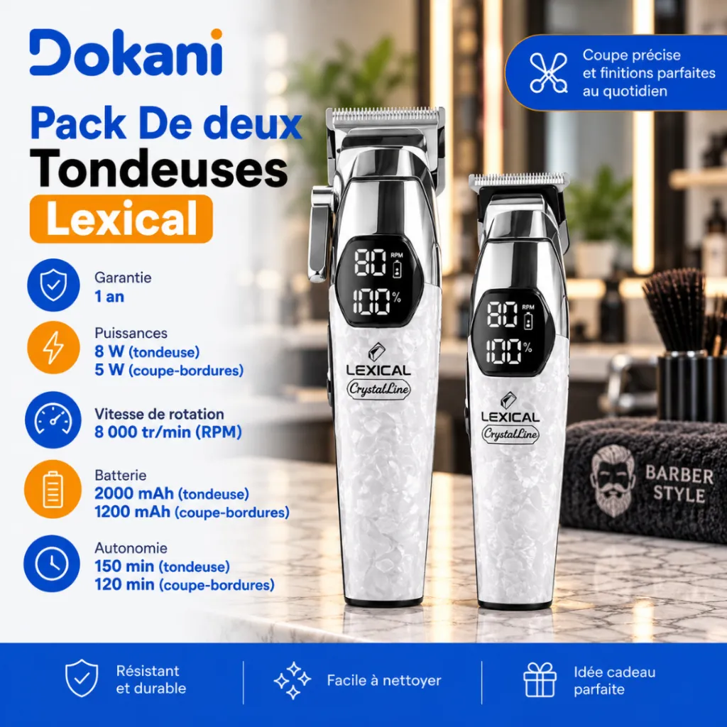 Pack De deux Tondeuses A Cheveux Rechargeables Lexical (5).webp