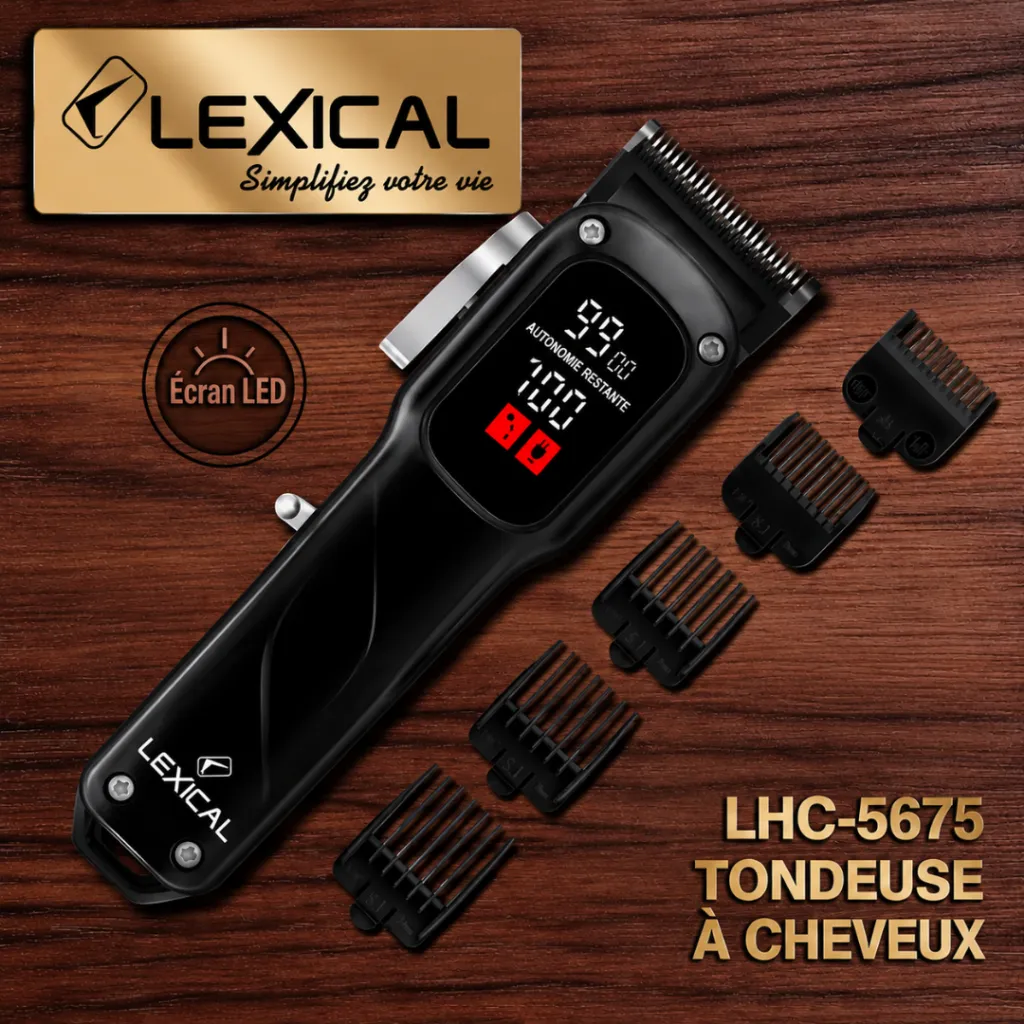 Tondeuse Cheveux Rechargeable Lexical Noir - 8 W (1).webp