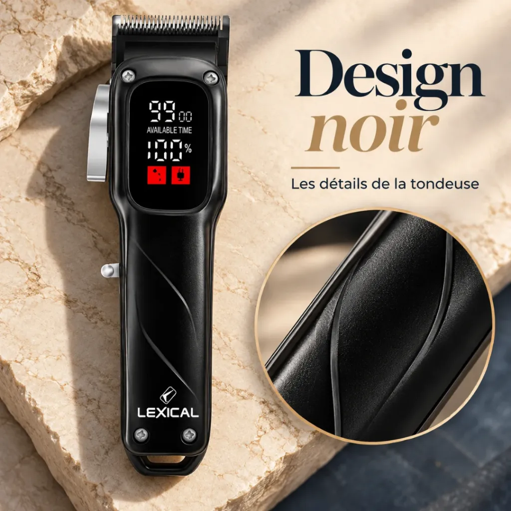 Tondeuse Cheveux Rechargeable Lexical Noir - 8 W (4).webp