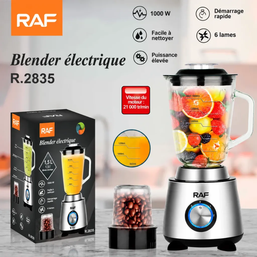 Blender En Verre Avec Moulin A Epices 1,5L -RAF - 1000W (7).webp