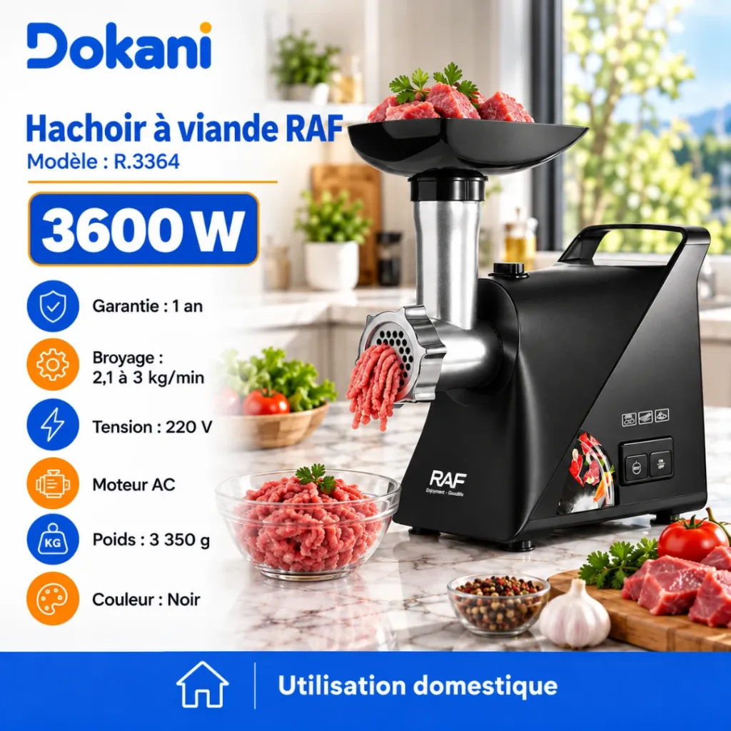 Hachoir A Viande RAF 3600 W- Noir (2).webp